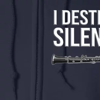 OBOE - I destroy silence, Funny oboist gift, Funny Oboe Full Zip Hoodie