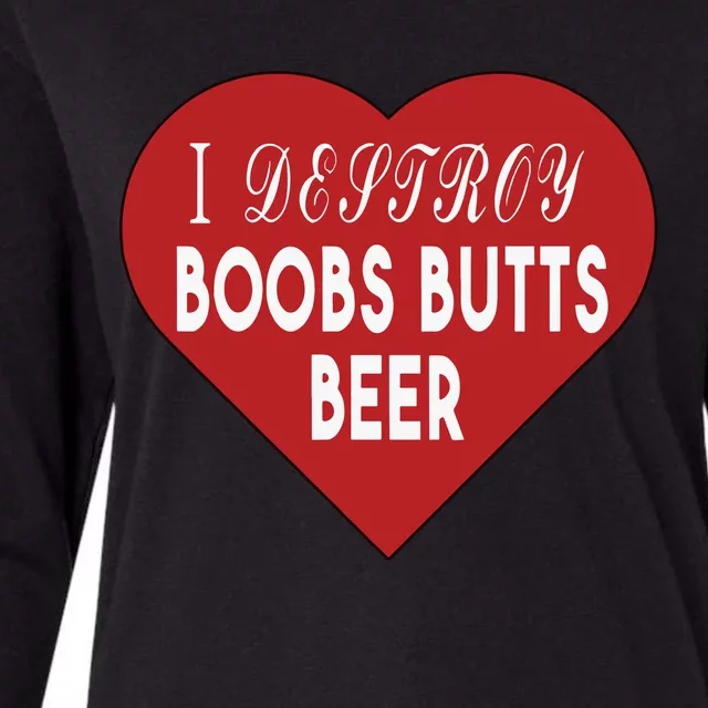 Oldschoolhats I Destroy Boobs Butts Beer Womens Cotton Relaxed Long Sleeve T-Shirt