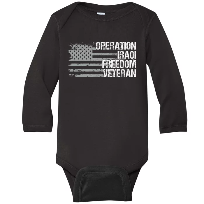 Operation Iraqi Freedom Dad Grandpa Us Flag Baby Long Sleeve Bodysuit