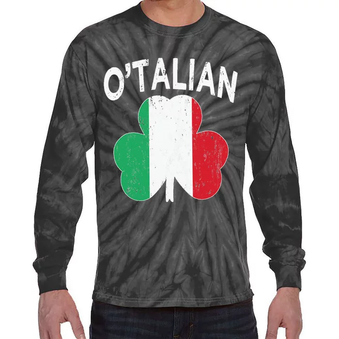 OTalian Italian Funny St PatrickS Day Italia Shamrock Flag Tie-Dye Long Sleeve Shirt