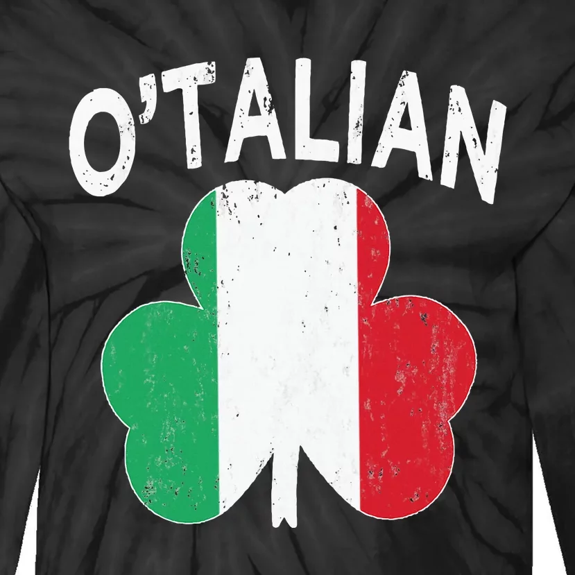 OTalian Italian Funny St PatrickS Day Italia Shamrock Flag Tie-Dye Long Sleeve Shirt