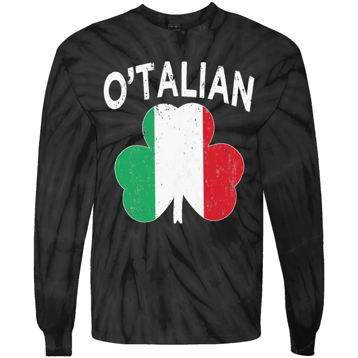 OTalian Italian Funny St PatrickS Day Italia Shamrock Flag Tie-Dye Long Sleeve Shirt