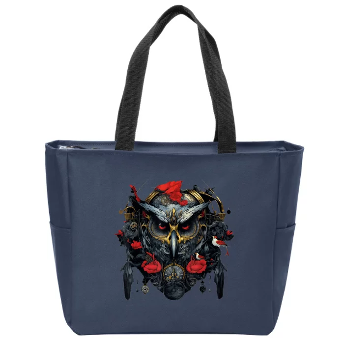 Owl In Flight Hallowee Zip Tote Bag