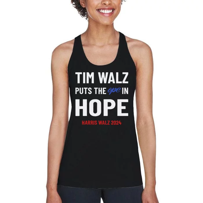 Ope In Hope Tim Walz Midwest Democrats 2024 Election Women's Racerback Tank