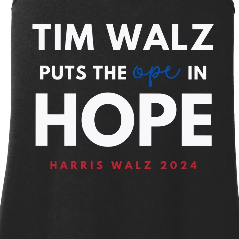 Ope In Hope Tim Walz Midwest Democrats 2024 Ladies Essential Tank