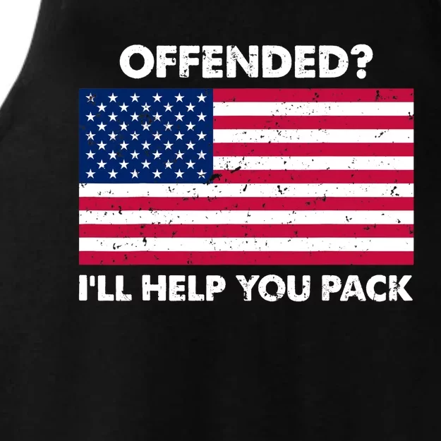 Offended? I'll Help You Pack Patriotic USA Flag Ladies Tri-Blend Wicking Tank