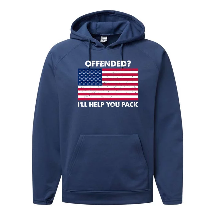 Offended? I'll Help You Pack Patriotic USA Flag Performance Fleece Hoodie