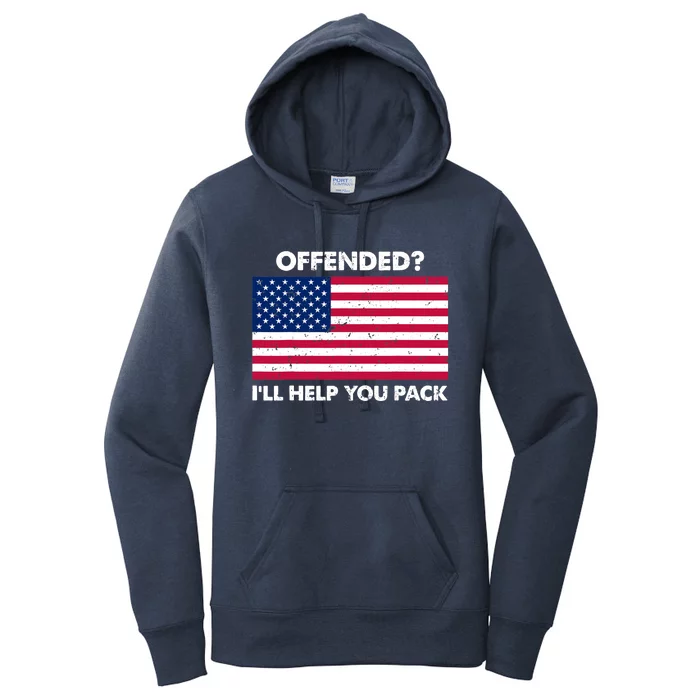 Offended? I'll Help You Pack Patriotic USA Flag Women's Pullover Hoodie