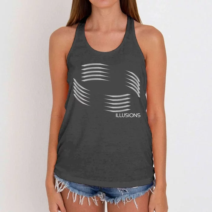 Optical Illusion Hard On The Eyes Never Ending Circle Women's Knotted Racerback Tank