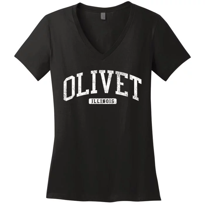 Olivet Illinois Il Js03 College University Style Women's V-Neck T-Shirt