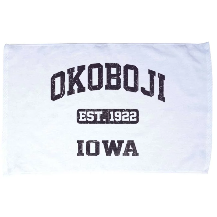 Okoboji Iowa IA vintage State Athletic style Microfiber Hand Towel