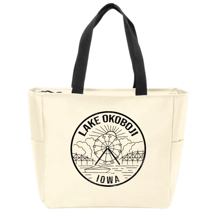 Okoboji Iowa Ia Vintage Okoboji Gifts Iowa Okoboji Lakes Zip Tote Bag