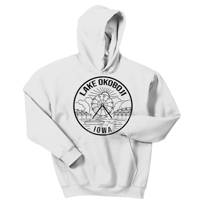 Okoboji Iowa Ia Vintage Okoboji Gifts Iowa Okoboji Lakes Kids Hoodie