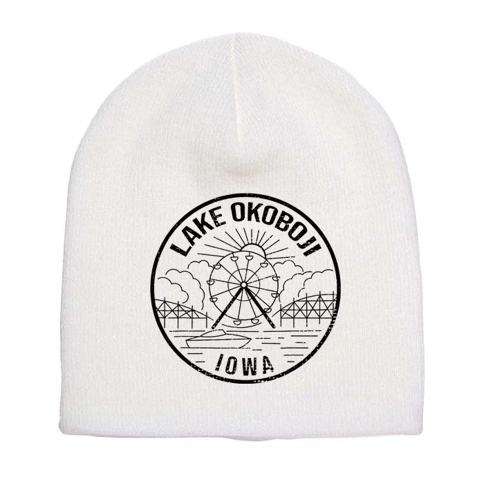 Okoboji Iowa Ia Vintage Okoboji Gifts Iowa Okoboji Lakes Short Acrylic Beanie