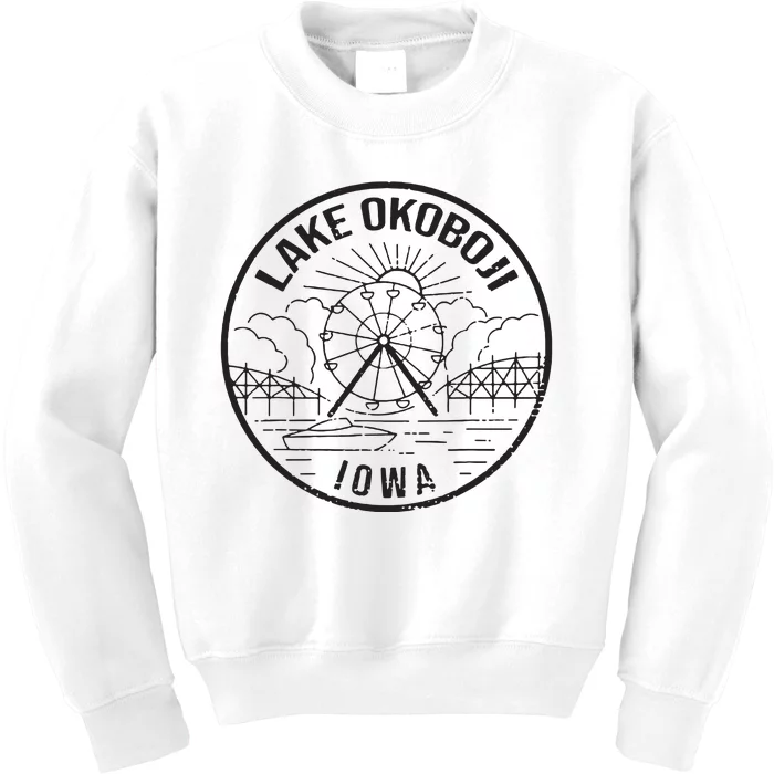 Okoboji Iowa Ia Vintage Okoboji Gifts Iowa Okoboji Lakes Kids Sweatshirt