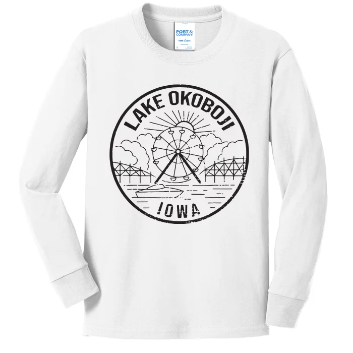 Okoboji Iowa Ia Vintage Okoboji Gifts Iowa Okoboji Lakes Kids Long Sleeve Shirt