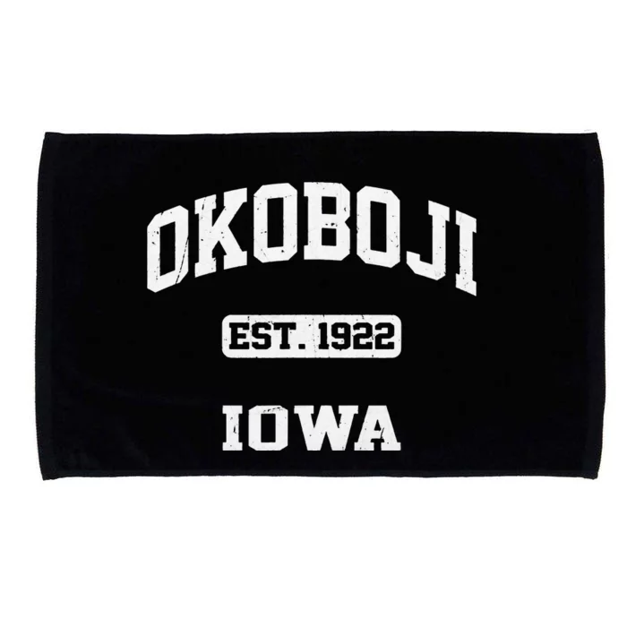 Okoboji Iowa IA vintage State Athletic style Microfiber Hand Towel