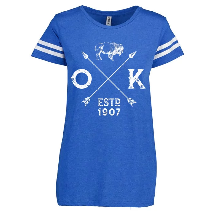 Oklahoma I Love State Arrow Bison Buffalo Enza Ladies Jersey Football T-Shirt