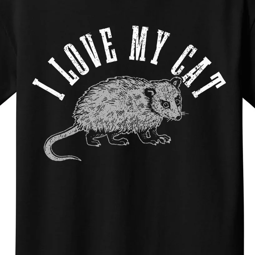 Opossum I Love My Cat Funny Opossum Kids T-Shirt