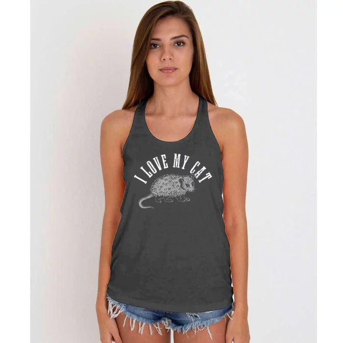 Opossum I Love My Cat Funny Opossum Women's Knotted Racerback Tank