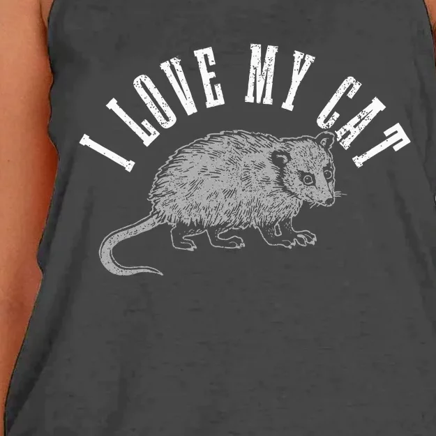 Opossum I Love My Cat Funny Opossum Women's Knotted Racerback Tank