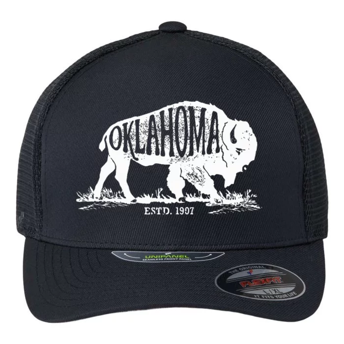 Oklahoma I Love State Arrow Bison Buffalo Flexfit Unipanel Trucker Cap