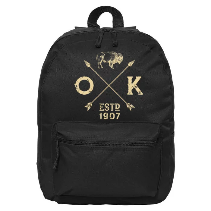 Oklahoma I Love State Arrow Bison Buffalo 16 in Basic Backpack