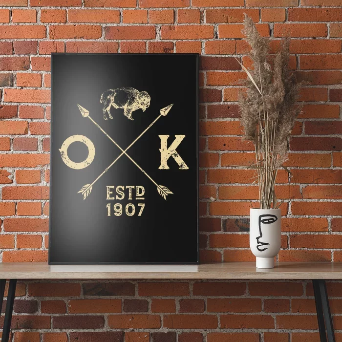 Oklahoma I Love State Arrow Bison Buffalo Poster