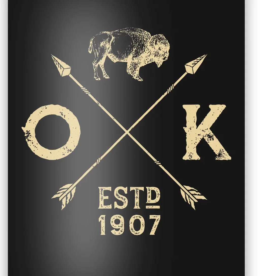 Oklahoma I Love State Arrow Bison Buffalo Poster