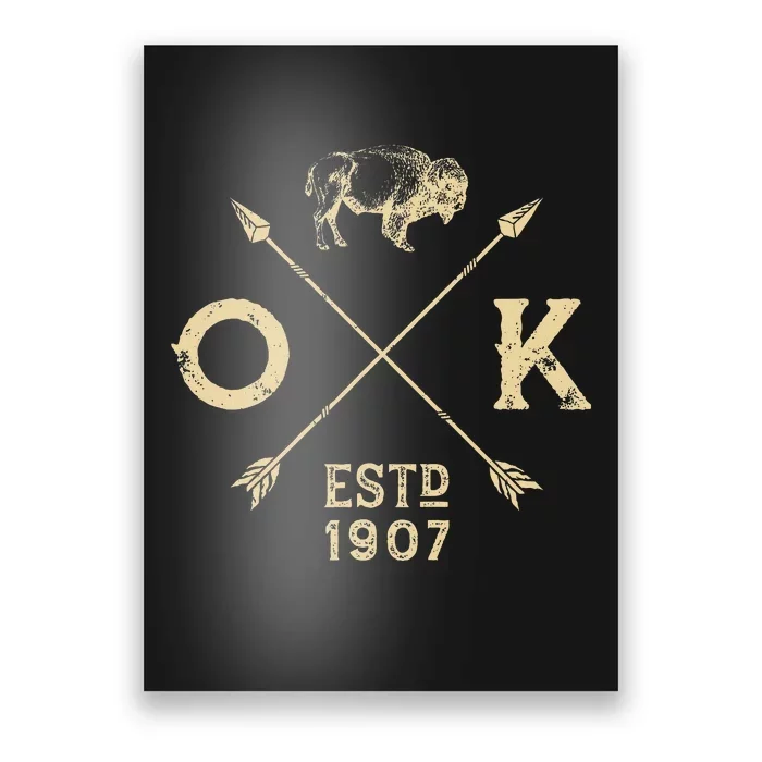 Oklahoma I Love State Arrow Bison Buffalo Poster