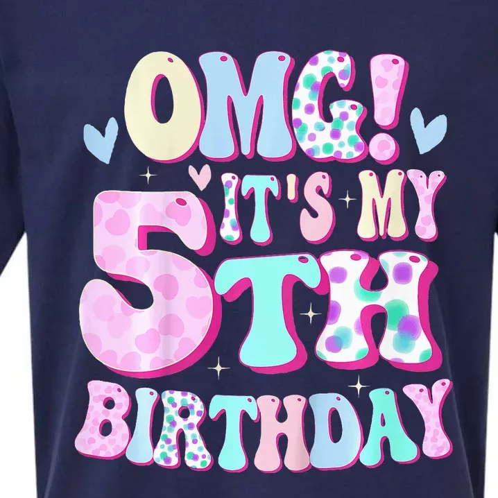 OMG It's My 5th Birthday Gifts Five 5 Year Old Bday Sueded Cloud Jersey T-Shirt