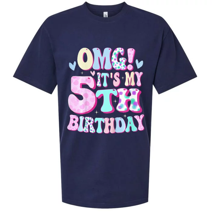 OMG It's My 5th Birthday Gifts Five 5 Year Old Bday Sueded Cloud Jersey T-Shirt