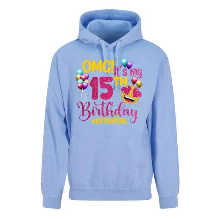 OMG Its My 15th Birthday Girl 15 Years Old Birthday Party Unisex Surf Hoodie