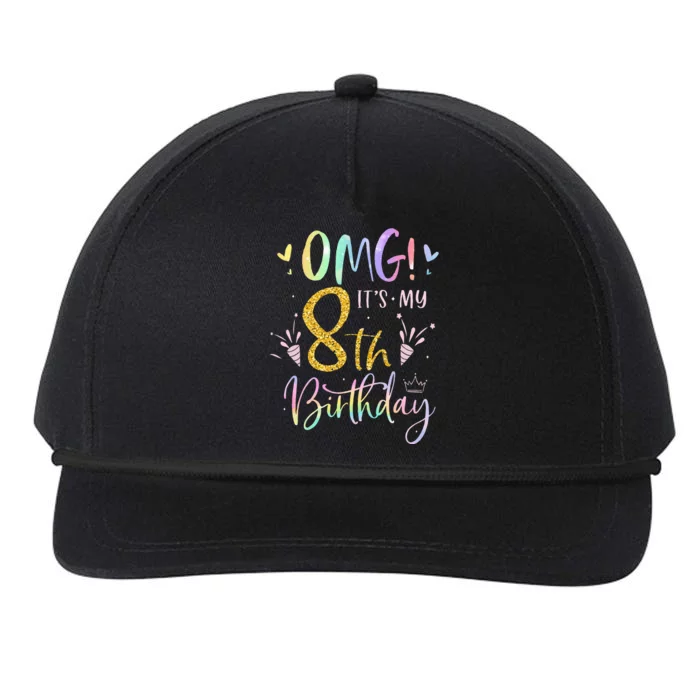 OMG Its My 8th Birthday Gifts Eight 8 Year Old Bday Snapback Five-Panel Rope Hat