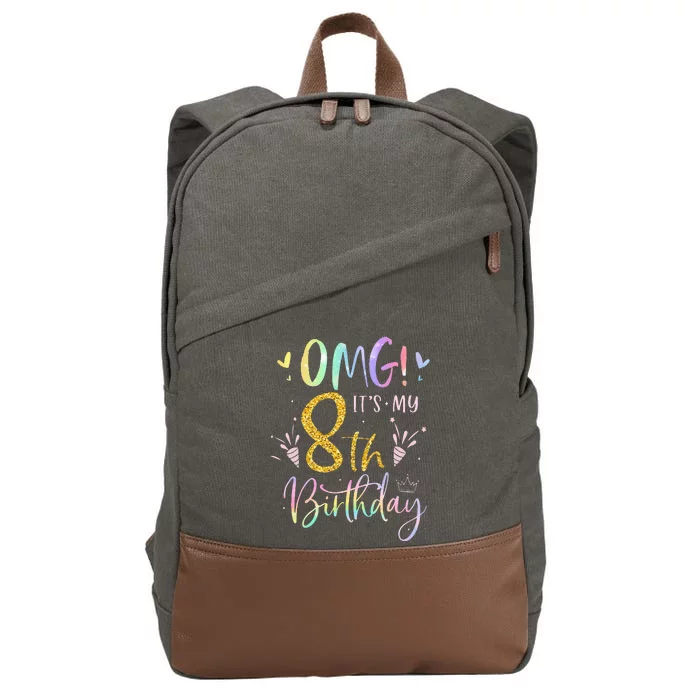 OMG Its My 8th Birthday Gifts Eight 8 Year Old Bday Cotton Canvas Backpack