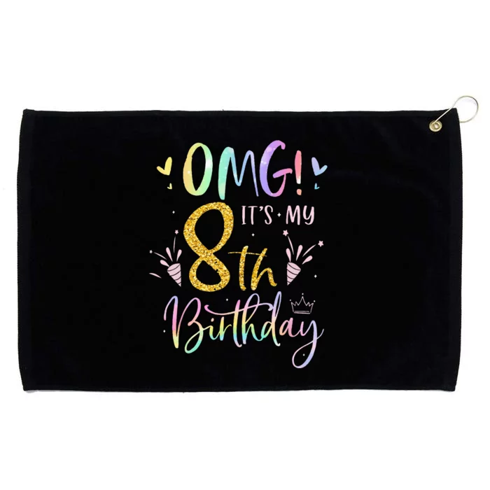 OMG Its My 8th Birthday Gifts Eight 8 Year Old Bday Grommeted Golf Towel