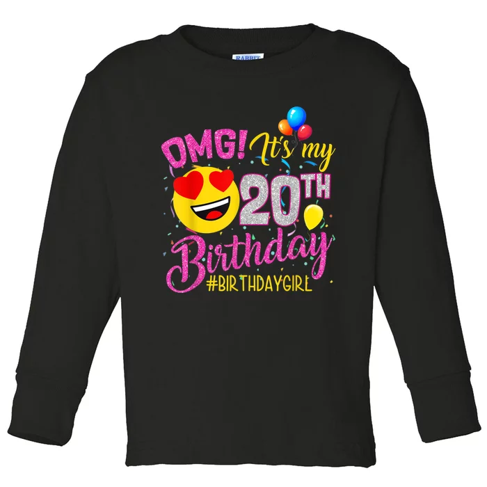 OMG It's My 20th Birthday Girl 20 Years old Birthday Toddler Long Sleeve Shirt