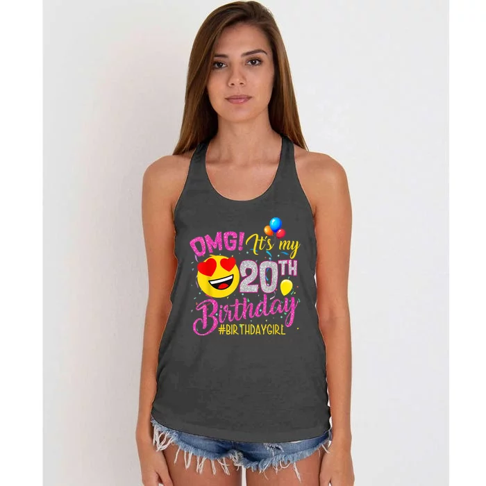 OMG It's My 20th Birthday Girl 20 Years old Birthday Women's Knotted Racerback Tank