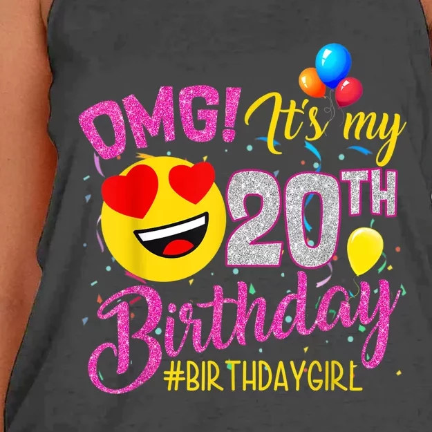 OMG It's My 20th Birthday Girl 20 Years old Birthday Women's Knotted Racerback Tank