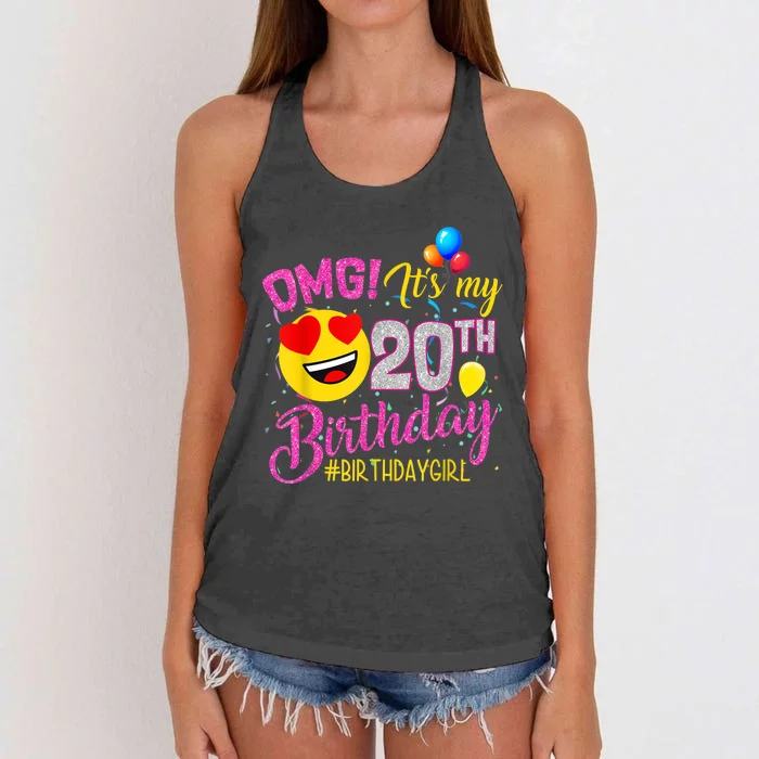 OMG It's My 20th Birthday Girl 20 Years old Birthday Women's Knotted Racerback Tank