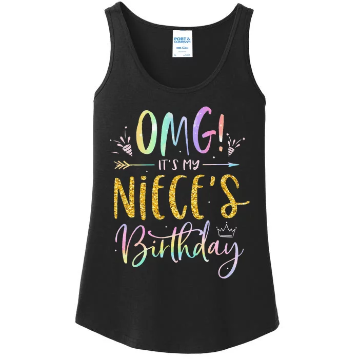 OMG It's My Niece's Birthday Happy BDay Uncle Aunt Tie Dye Ladies Essential Tank