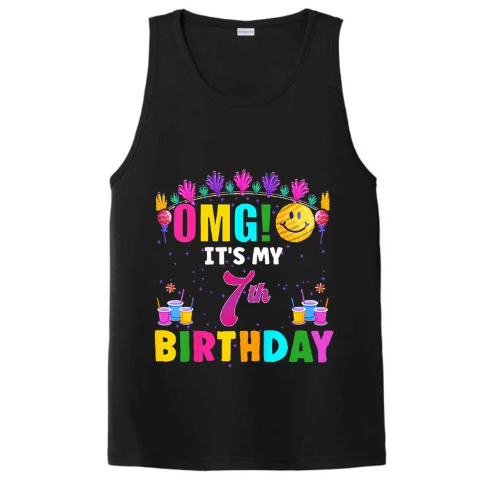 OMG Its My 7th Birthday Cute 7 Year Old Birthday Party Performance Tank