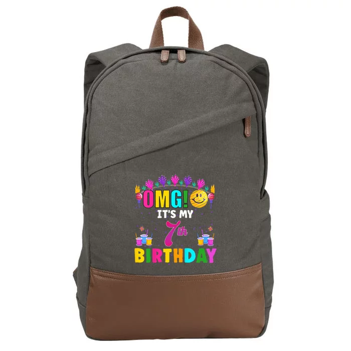 OMG Its My 7th Birthday Cute 7 Year Old Birthday Party Cotton Canvas Backpack