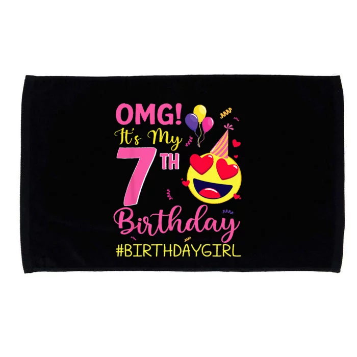 OMG Its My 7th Birthday 7 Years Old Bday Party Microfiber Hand Towel