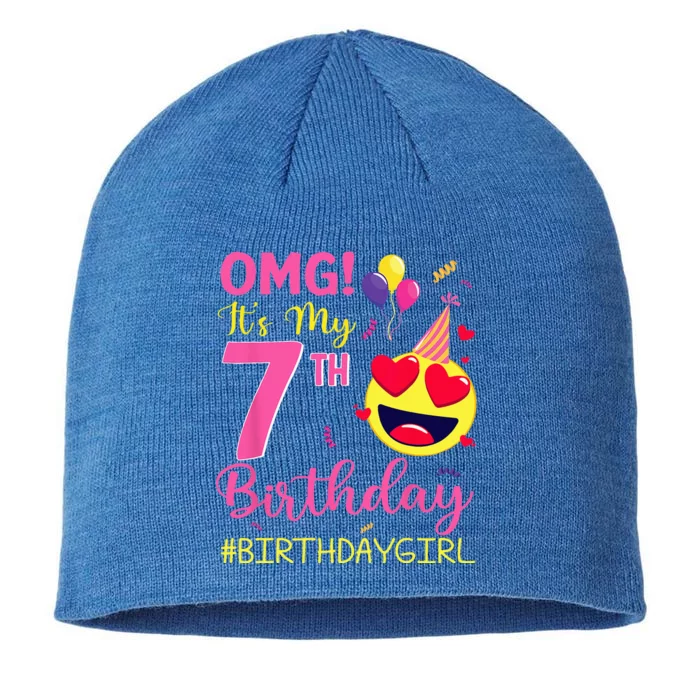 OMG Its My 7th Birthday 7 Years Old Bday Party 8 1/2in Sustainable Knit Beanie