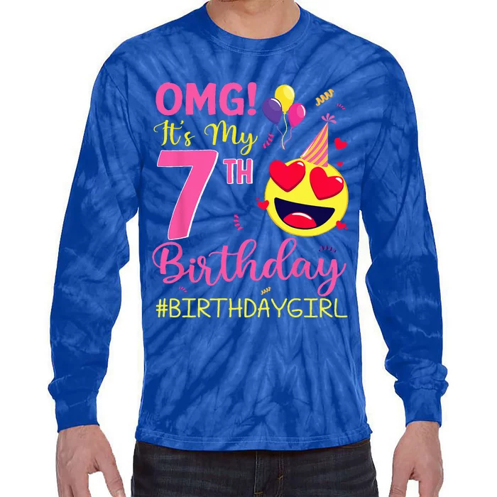 OMG Its My 7th Birthday 7 Years Old Bday Party Tie-Dye Long Sleeve Shirt