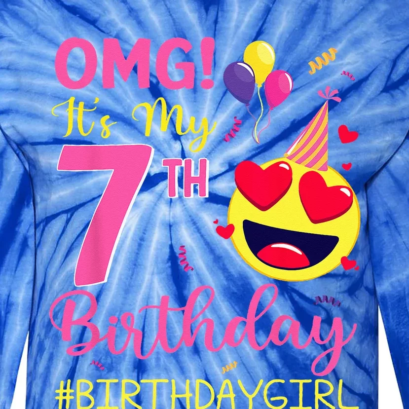 OMG Its My 7th Birthday 7 Years Old Bday Party Tie-Dye Long Sleeve Shirt