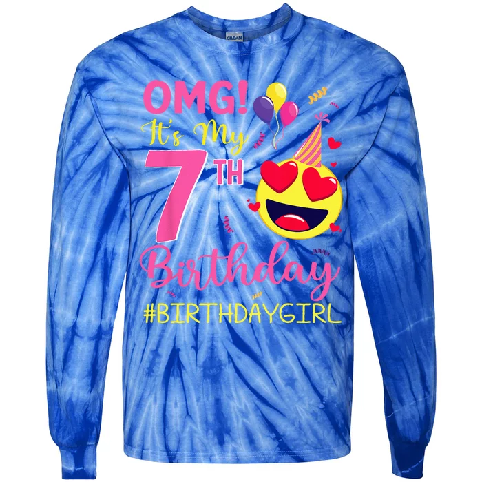 OMG Its My 7th Birthday 7 Years Old Bday Party Tie-Dye Long Sleeve Shirt