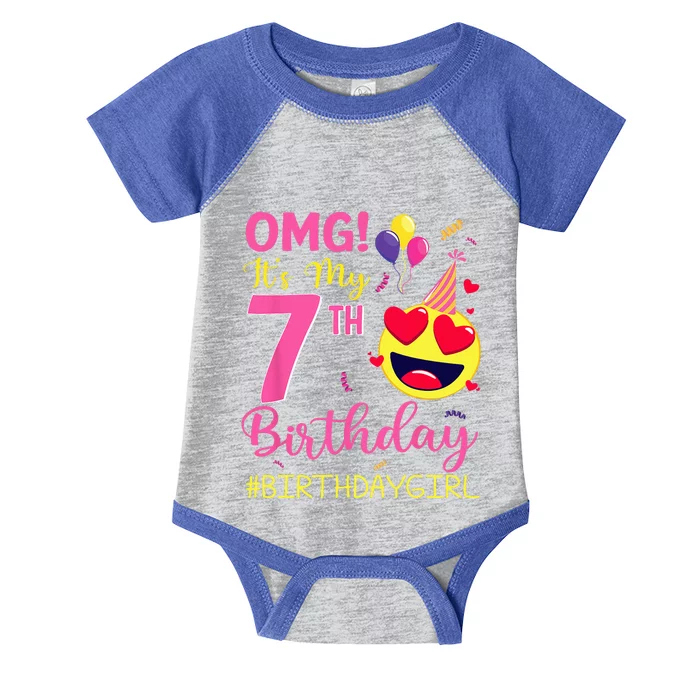 OMG Its My 7th Birthday 7 Years Old Bday Party Infant Baby Jersey Bodysuit