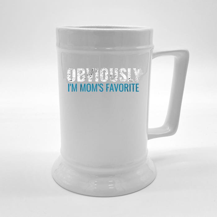 Obviously Im Moms Favorite Cute Gift Sarcastic Vintage Funny Cute Gift Front & Back Beer Stein